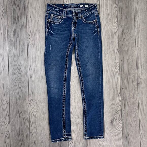 Miss Me Women Size 27 Classic Skinny Leg Low Rise Denim Cotton Jeans Y2K Western - Picture 5 of 12